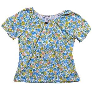 Vintage Y2K Floral Sparkly Top Small Rainbow Pastel Boho Fairy Retro Cottagecore